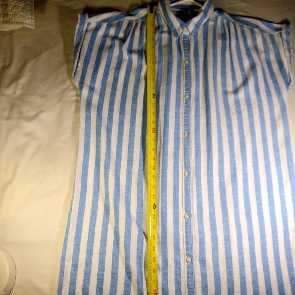 NWOT Old Navy L/tall  sky blue+white stripes short sleeve long dress - Picture 7 of 13